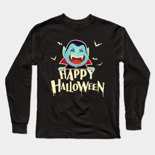 Vampire Scary and Spooky Happy Halloween Funny Graphic Long Sleeve T-Shirt